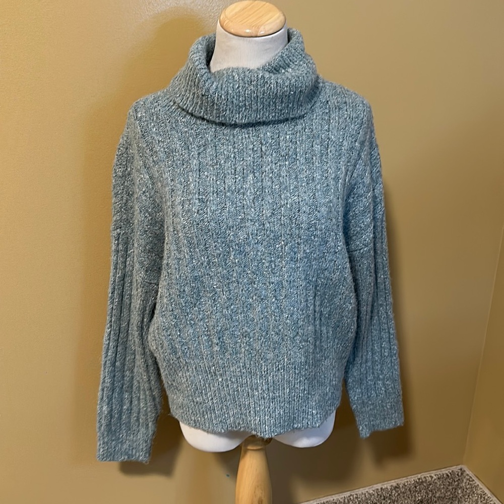 William Rast Blue Cowl Neck Sweater